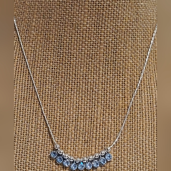 I AM SILVER PLATED CRYSTALS BY SWAROVSKI DANGLE BLUE ADJUSTABLE NECKLACE - Picture 13 of 16